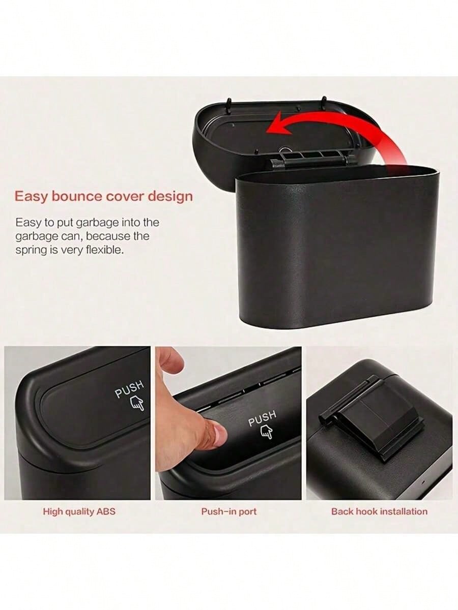 3 Pieces/Set-1 Garbage Bin+2 Roll Garbage Bags, Car Side Door Hanging Storage Box, Leak Proof Car Garbage Bin, Multifunctional Storage Box, Suitable For Cars, Homes, Offices (Black) Car Trash Can