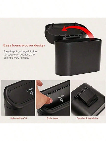 3 Pieces/Set-1 Garbage Bin+2 Roll Garbage Bags, Car Side Door Hanging Storage Box, Leak Proof Car Garbage Bin, Multifunctional Storage Box, Suitable For Cars, Homes, Offices (Black) Car Trash Can