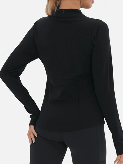 3 Women's Sports Jackets With Thumb Holes, Small Stand Up Collar, Streamlined Zipper Long Sleeved Jacket, Low Impact Yoga Daily Wear