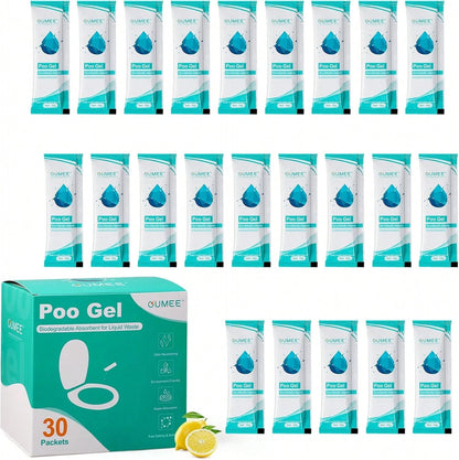 30 PACK Poo Gel For Portable Toilet, Camping Toilet Powder For Potty Bags, Absorbent Gel, Portable Toilet Gel Packets For Outdoor Recreation Camping Supplies (30)