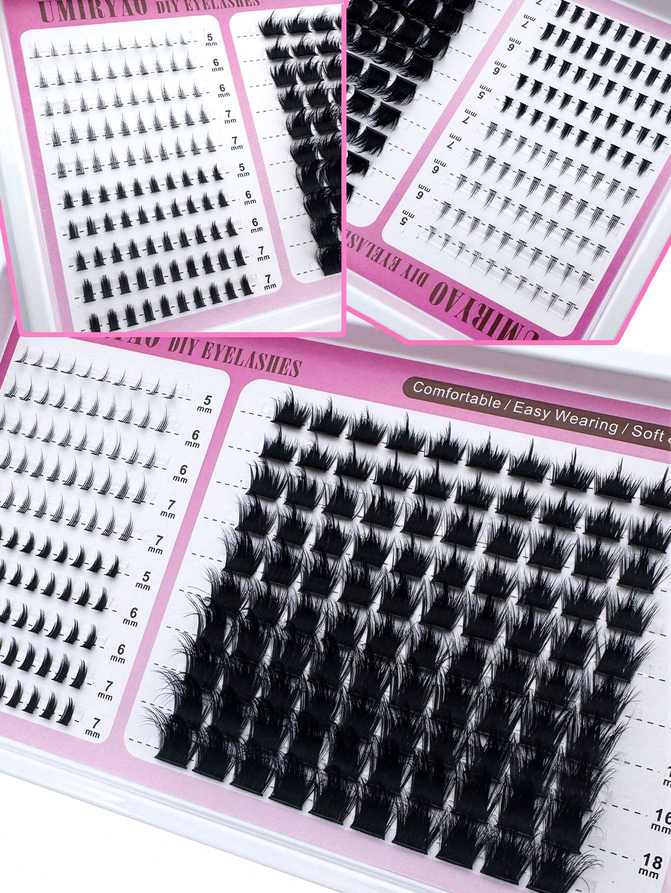 300/200D/160D/100D/60D Fluffy Lash Clusters Spikes Thick Cluster Eyelash Extensions Wispy Spiky Bottom Lashes Clusters Faux Mink Eyelash Clusters 10-28MM D Curl Individual Lashes Volume Cartoon Cluste