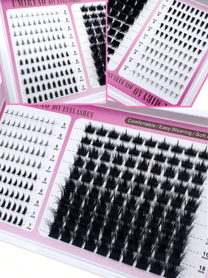 300/200D/160D/100D/60D Fluffy Lash Clusters Spikes Thick Cluster Eyelash Extensions Wispy Spiky Bottom Lashes Clusters Faux Mink Eyelash Clusters 10-28MM D Curl Individual Lashes Volume Cartoon Cluste