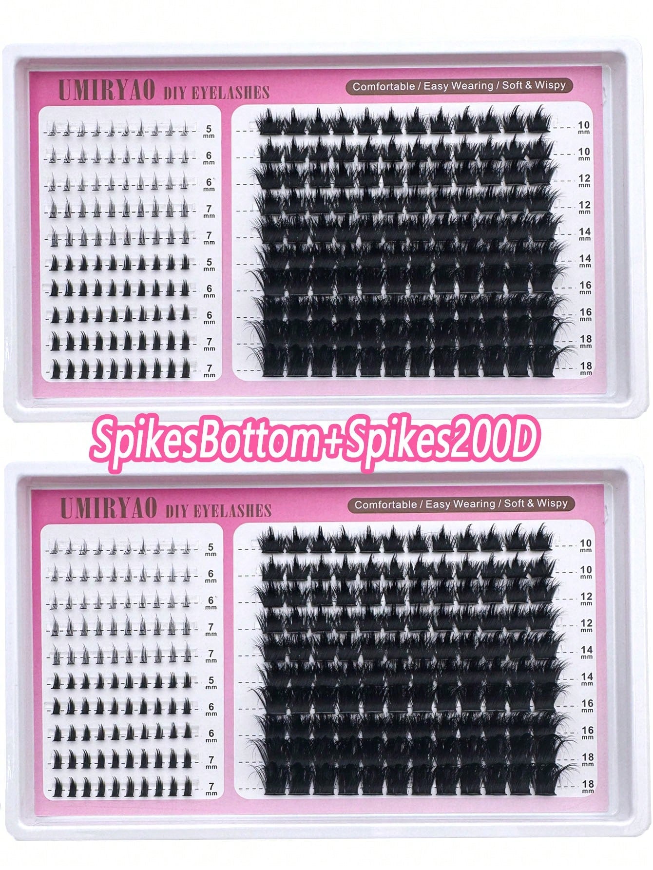 300/200D/160D/100D/60D Fluffy Lash Clusters Spikes Thick Cluster Eyelash Extensions Wispy Spiky Bottom Lashes Clusters Faux Mink Eyelash Clusters 10-28MM D Curl Individual Lashes Volume Cartoon Cluste