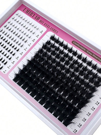 300/200D/160D/100D/60D Fluffy Lash Clusters Spikes Thick Cluster Eyelash Extensions Wispy Spiky Bottom Lashes Clusters Faux Mink Eyelash Clusters 10-28MM D Curl Individual Lashes Volume Cartoon Cluste