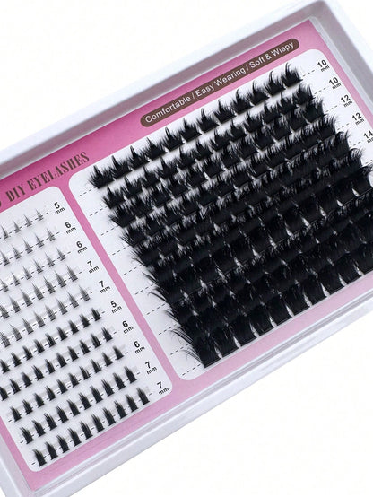 300/200D/160D/100D/60D Fluffy Lash Clusters Spikes Thick Cluster Eyelash Extensions Wispy Spiky Bottom Lashes Clusters Faux Mink Eyelash Clusters 10-28MM D Curl Individual Lashes Volume Cartoon Cluste