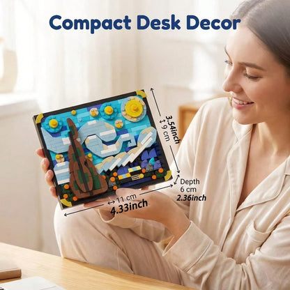 310+Pcs Mini Micro Particle Building Blocks Van Gogh Starry Night Painting Model DIY Assembly 3D Canvas Art Puzzle Desktop Decor Ornament Creative Art Gift For Adults