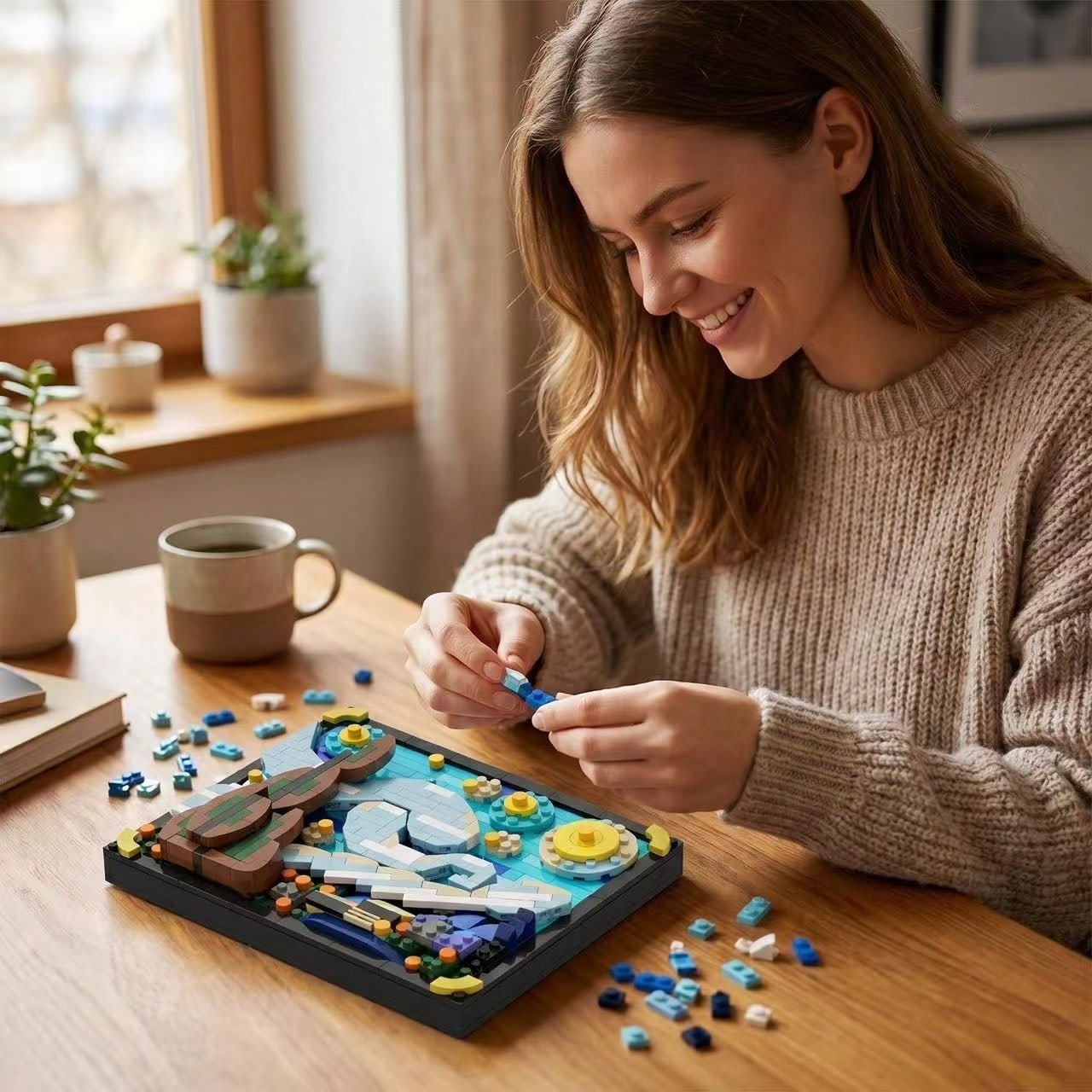 310+Pcs Mini Micro Particle Building Blocks Van Gogh Starry Night Painting Model DIY Assembly 3D Canvas Art Puzzle Desktop Decor Ornament Creative Art Gift For Adults