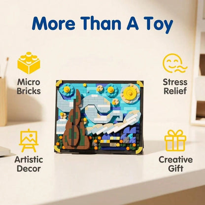 310+Pcs Mini Micro Particle Building Blocks Van Gogh Starry Night Painting Model DIY Assembly 3D Canvas Art Puzzle Desktop Decor Ornament Creative Art Gift For Adults