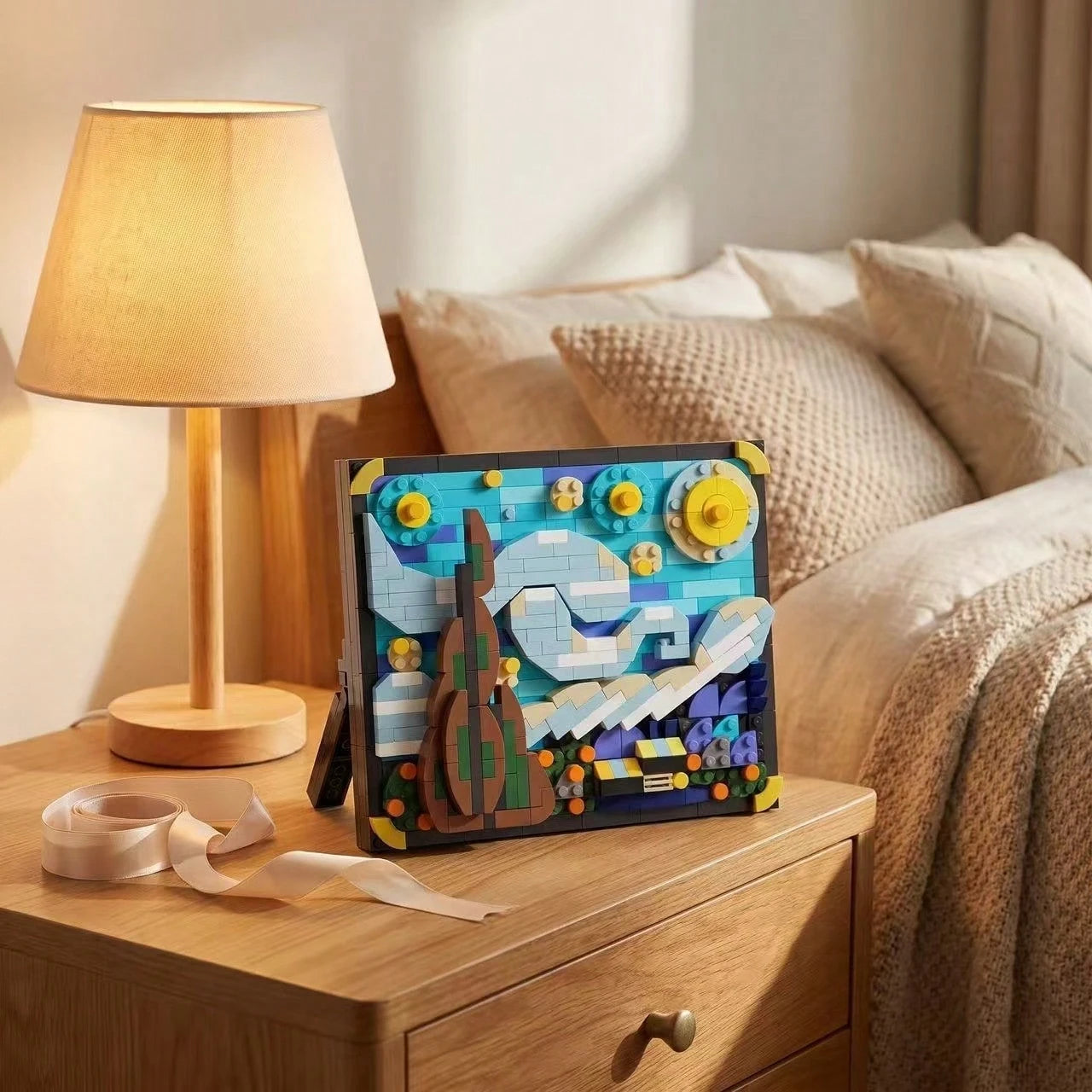 310+Pcs Mini Micro Particle Building Blocks Van Gogh Starry Night Painting Model DIY Assembly 3D Canvas Art Puzzle Desktop Decor Ornament Creative Art Gift For Adults