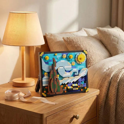 310+Pcs Mini Micro Particle Building Blocks Van Gogh Starry Night Painting Model DIY Assembly 3D Canvas Art Puzzle Desktop Decor Ornament Creative Art Gift For Adults