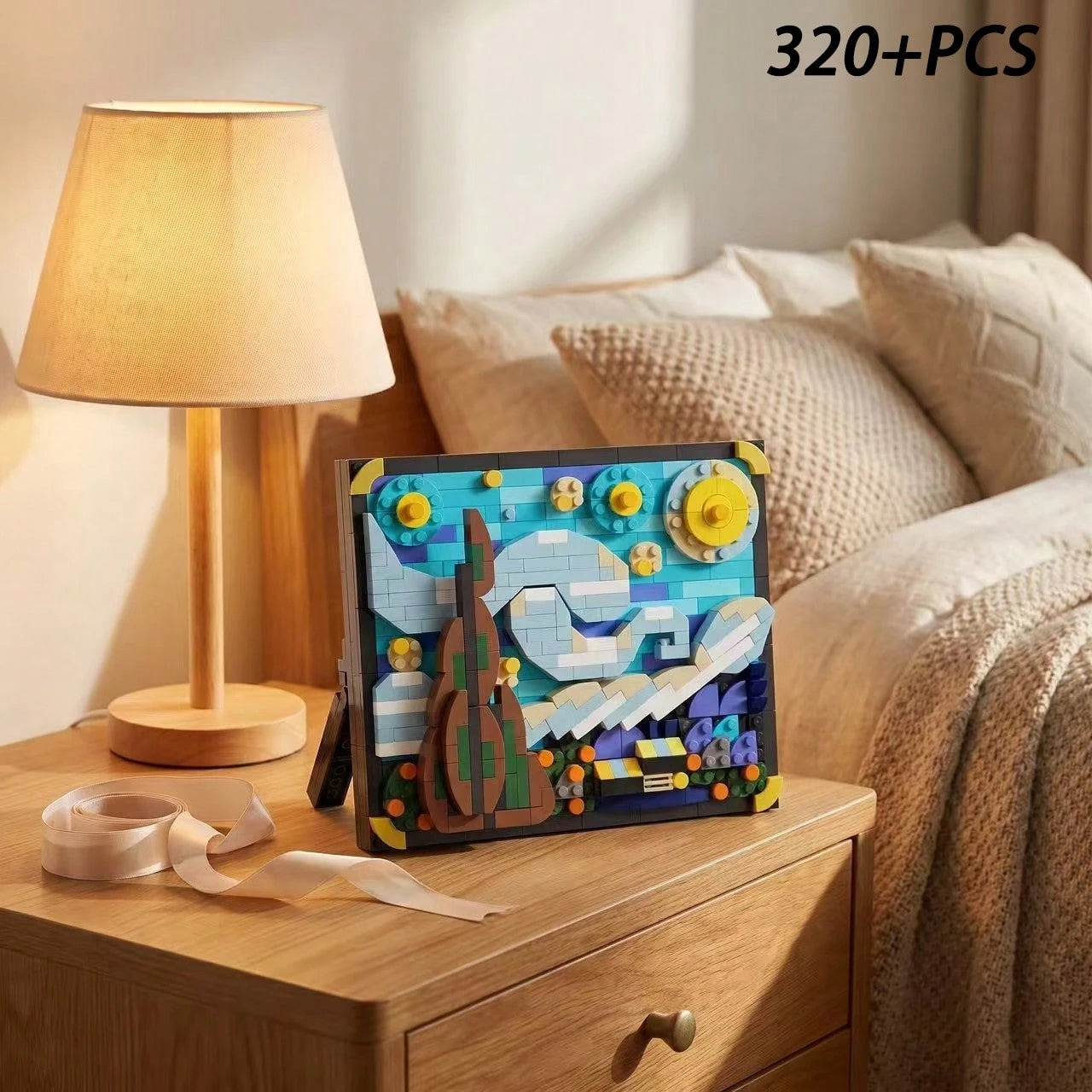 310+Pcs Mini Micro Particle Building Blocks Van Gogh Starry Night Painting Model DIY Assembly 3D Canvas Art Puzzle Desktop Decor Ornament Creative Art Gift For Adults