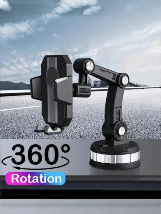 360 Degree Rotating Phone Holder- Made Of ABS Material, With Adjustable Arm And Clip Dashboard Mount, Suitable For Cars, Trucks And Construction Vehicles