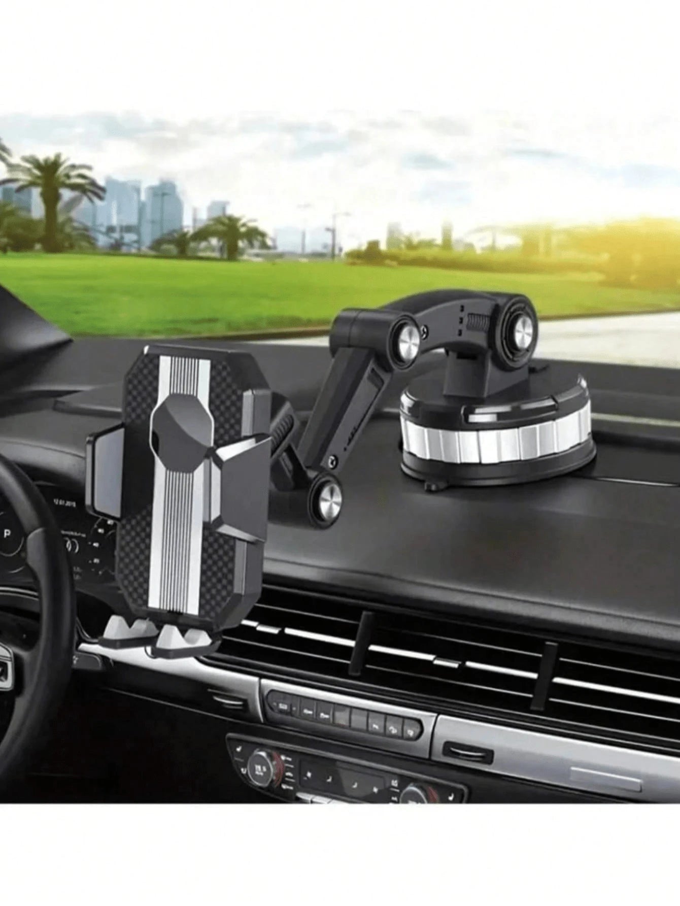 360 Degree Rotating Phone Holder- Made Of ABS Material, With Adjustable Arm And Clip Dashboard Mount, Suitable For Cars, Trucks And Construction Vehicles