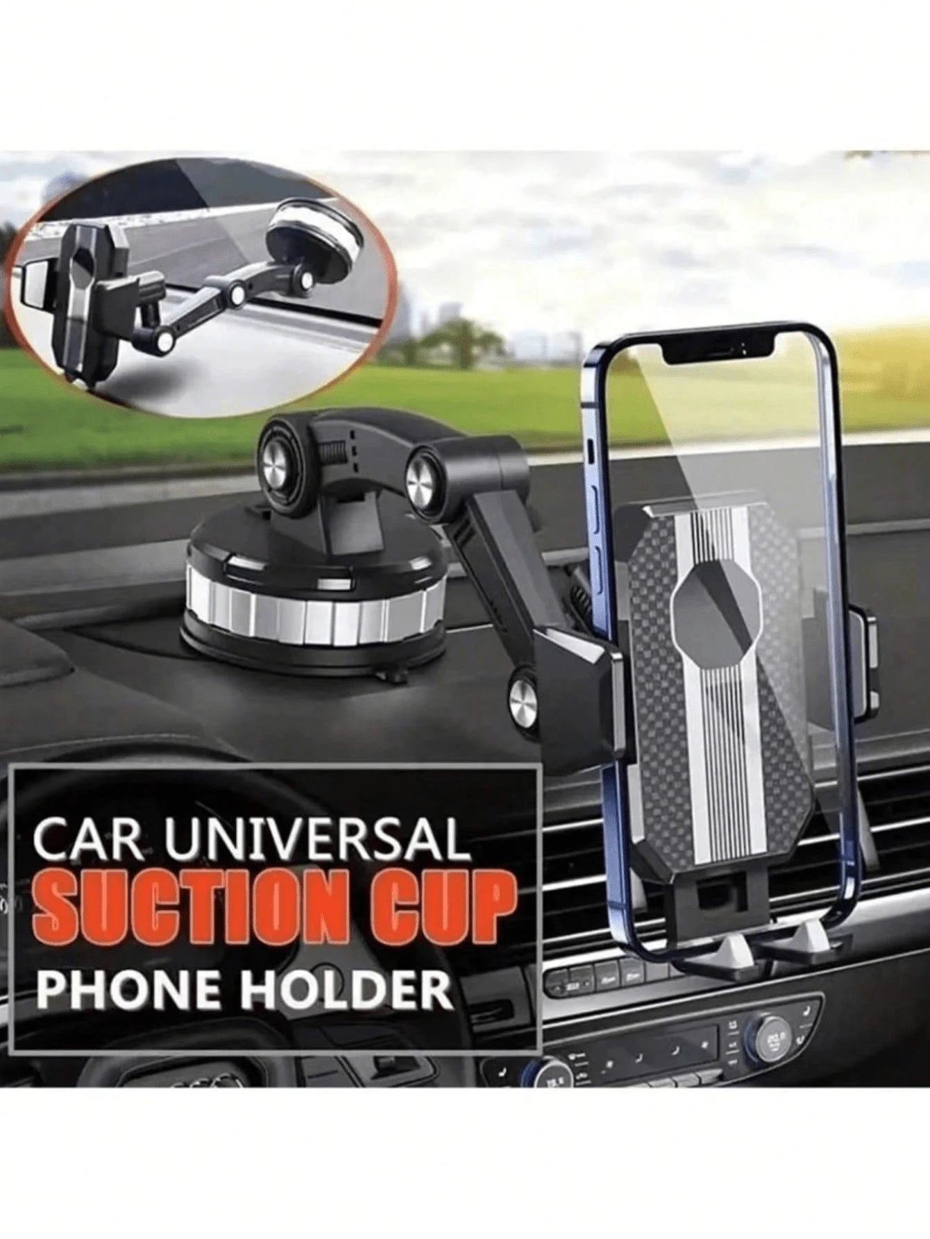360 Degree Rotating Phone Holder- Made Of ABS Material, With Adjustable Arm And Clip Dashboard Mount, Suitable For Cars, Trucks And Construction Vehicles