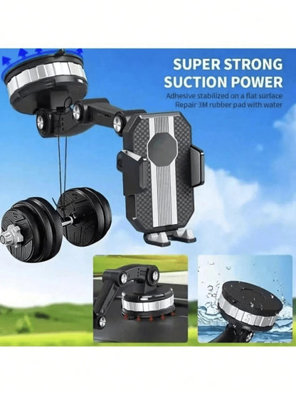 360 Degree Rotating Phone Holder- Made Of ABS Material, With Adjustable Arm And Clip Dashboard Mount, Suitable For Cars, Trucks And Construction Vehicles