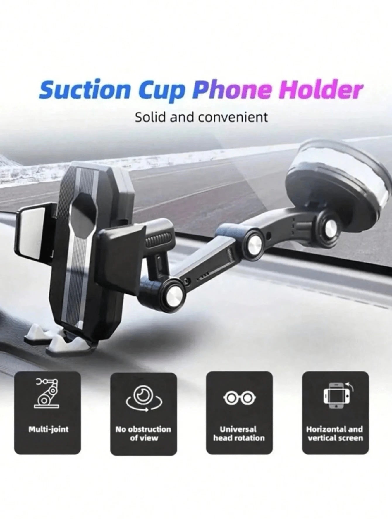 360 Degree Rotating Phone Holder- Made Of ABS Material, With Adjustable Arm And Clip Dashboard Mount, Suitable For Cars, Trucks And Construction Vehicles