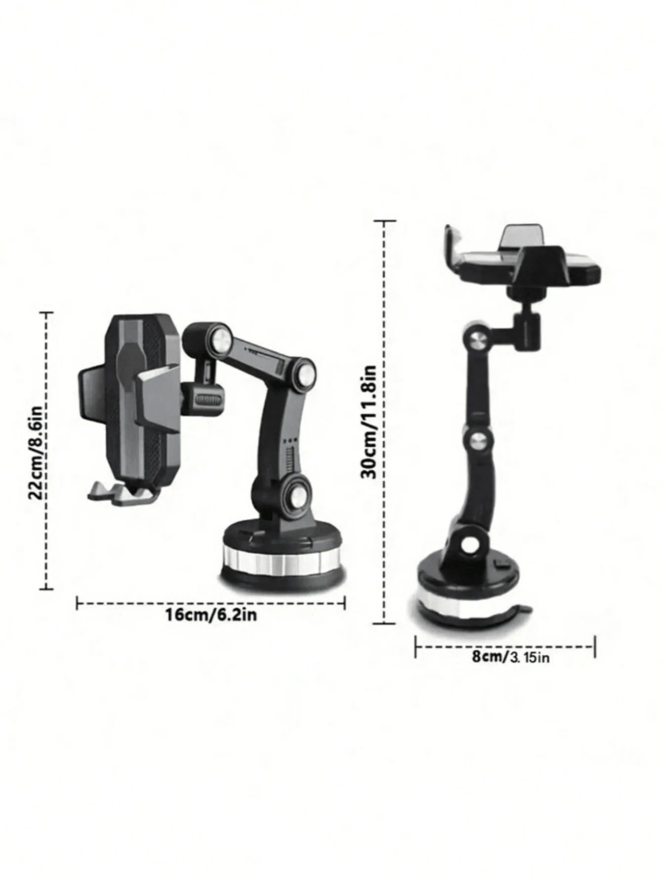 360 Degree Rotating Phone Holder- Made Of ABS Material, With Adjustable Arm And Clip Dashboard Mount, Suitable For Cars, Trucks And Construction Vehicles