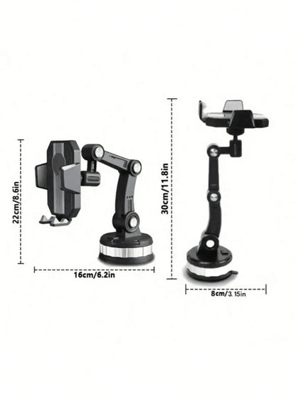 360 Degree Rotating Phone Holder- Made Of ABS Material, With Adjustable Arm And Clip Dashboard Mount, Suitable For Cars, Trucks And Construction Vehicles