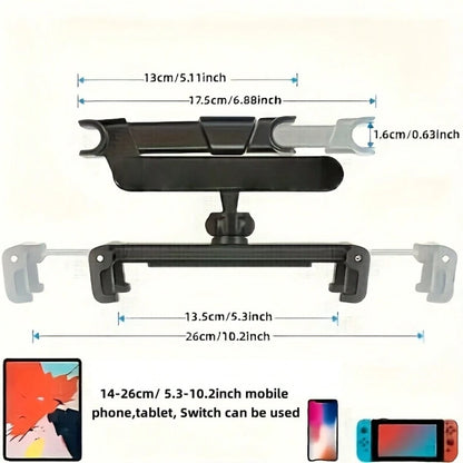 360° Rotatable & Adjustable Car Headrest Mount Holder, Fits Most Tablets, Phones, IPad Air/Mini, Switch, Suitable For Car Backseat, Travel Essential
