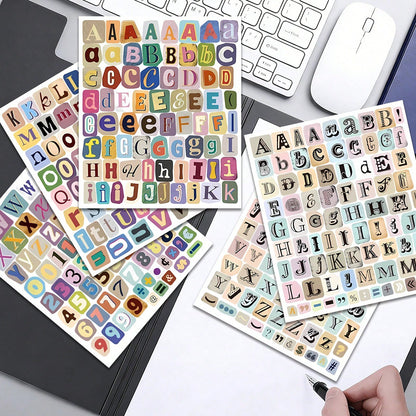 372/744pcs Vintage Letter & Number Vinyl Self-Adhesive Stickers, Suitable For Scrapbooking, Planner, Laptop, Water Bottle, DIY Crafts, Journaling, Retro Scrapbook Stickers, Aesthetic Planner Letter St