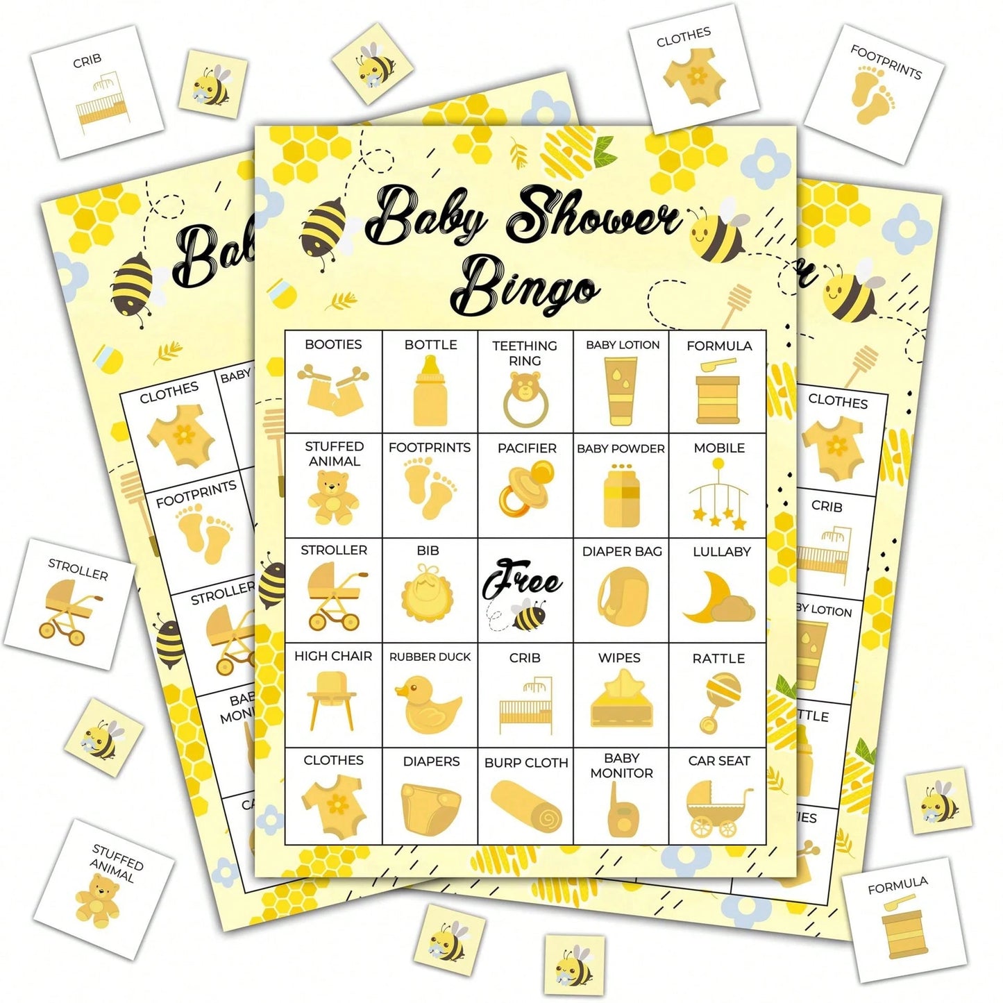 37pcs/Set Baby Christening Bingo Game Cards, Baby Shower Bath Game Cards, Gender Reveal Party Game Supplies Decorations, 24 Players Bingo Game
