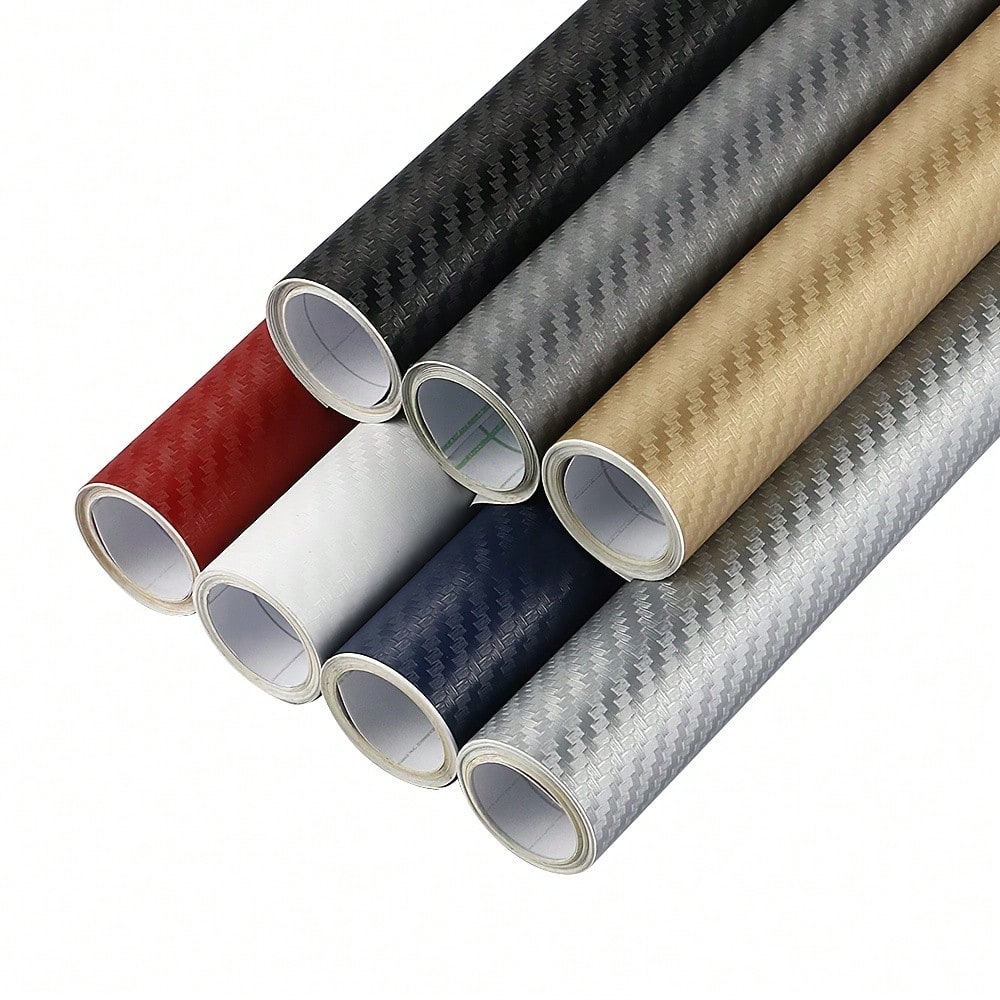 3D Carbon Fiber Texture Car Wrap Film 30cm*127cm Self-Adhesive Waterproof Scratch-Resistant Bubble-Free PVC Decorative Sticker Suitable For Car Body/Computer/Motorcycle/Furniture