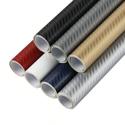 3D Carbon Fiber Texture Car Wrap Film 30cm*127cm Self-Adhesive Waterproof Scratch-Resistant Bubble-Free PVC Decorative Sticker Suitable For Car Body/Computer/Motorcycle/Furniture