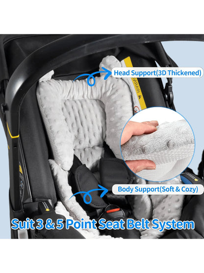 3in1 Baby CarSeat Head Support For Infant, Reversible Soft Infant Car Seat Insert Newborn Boy Girl, Breathable Head Body Support Pillow Cushion