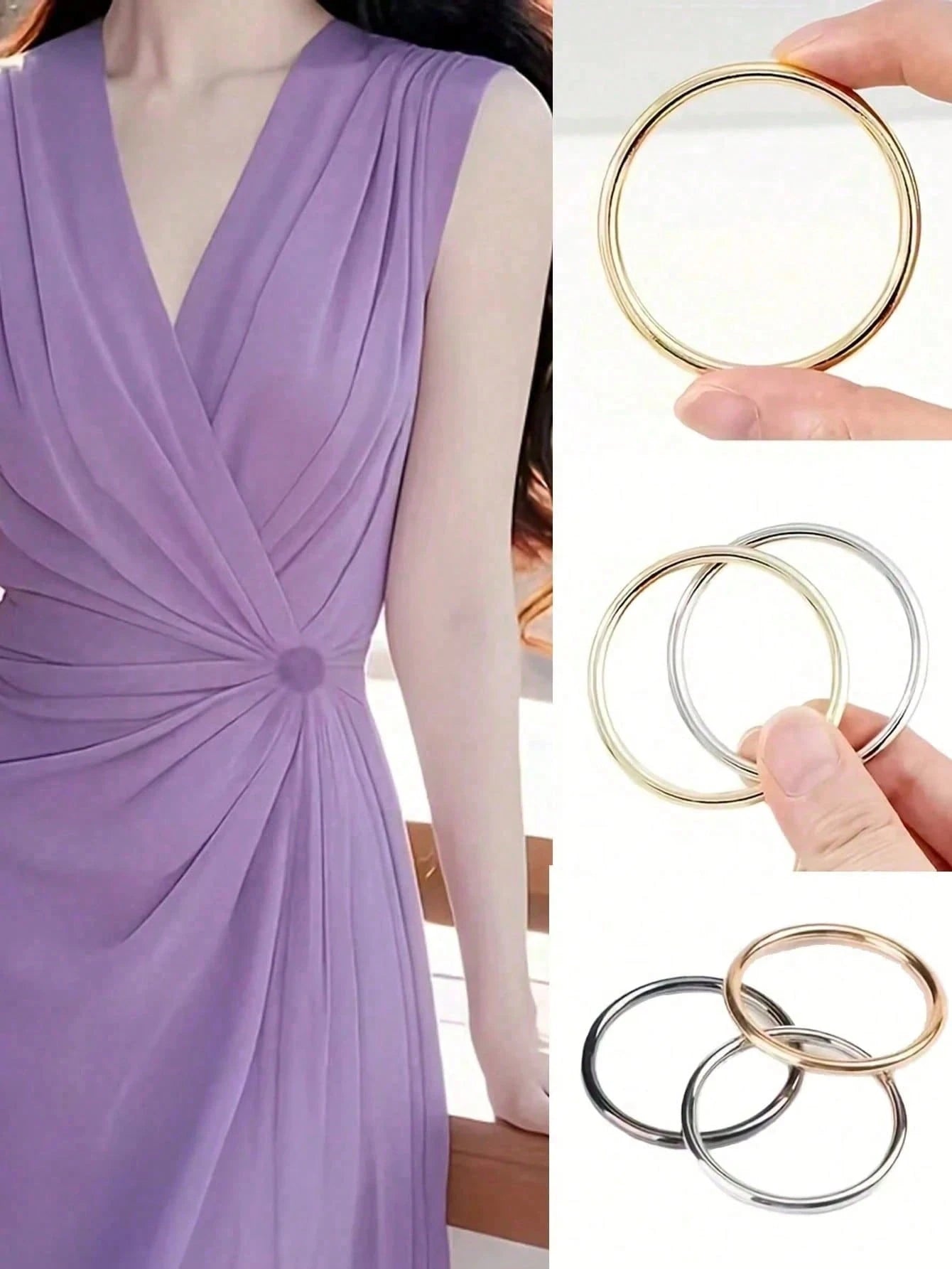 3pcs/1pc Adjustable Hem And Cuff Clips, No Sewing Required, Suitable For T-Shirts, Shirts, Dresses- Quick Adjustment Buckle, With Durable Multi-Color Clips, Clothing Fasteners, Convenient For DIY Alt