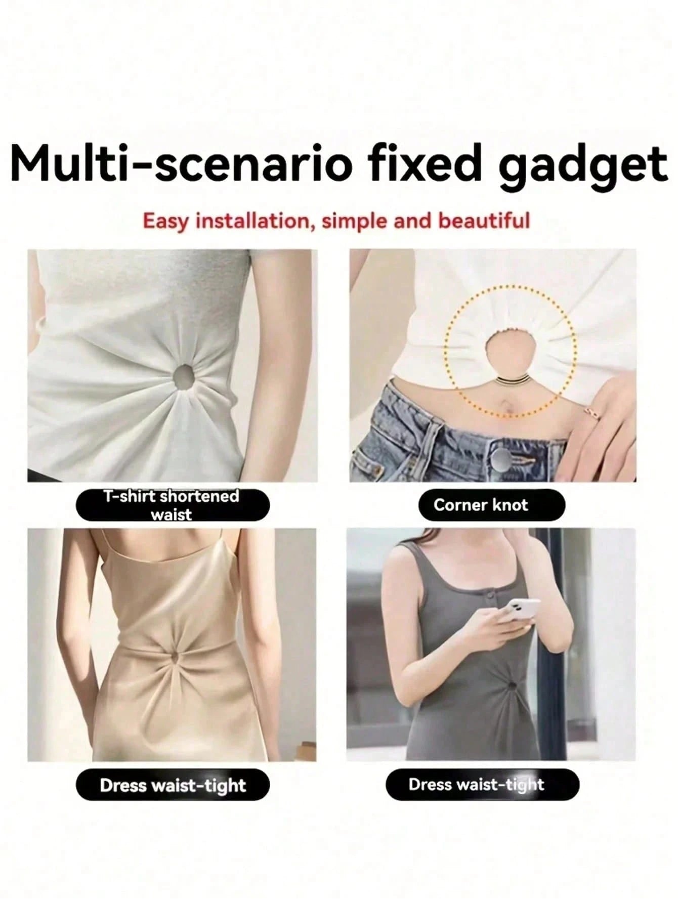 3pcs/1pc Adjustable Hem And Cuff Clips, No Sewing Required, Suitable For T-Shirts, Shirts, Dresses- Quick Adjustment Buckle, With Durable Multi-Color Clips, Clothing Fasteners, Convenient For DIY Alt