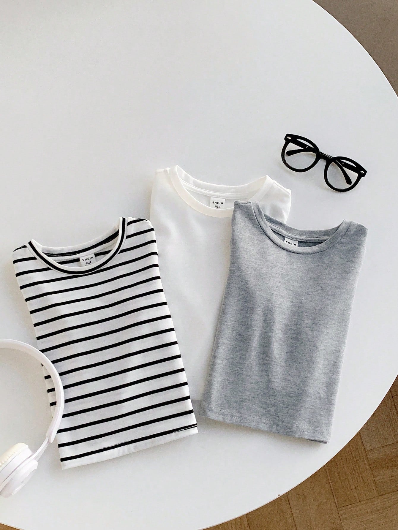 3pcs Baby Boy Black And White Striped,Autumn,Casual,Page Boy Long Sleeve Pullover Top Set,Solid Color All-Match Soft Comfortable Spring Autumn Chic