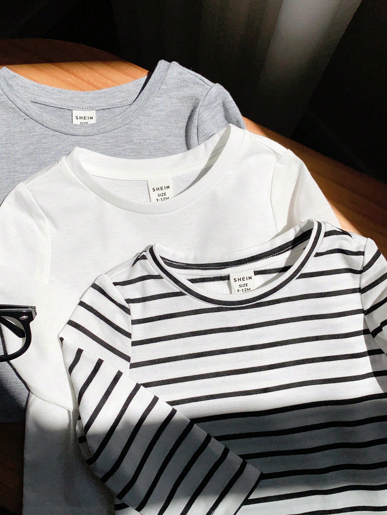 3pcs Baby Boy Black And White Striped,Autumn,Casual,Page Boy Long Sleeve Pullover Top Set,Solid Color All-Match Soft Comfortable Spring Autumn Chic