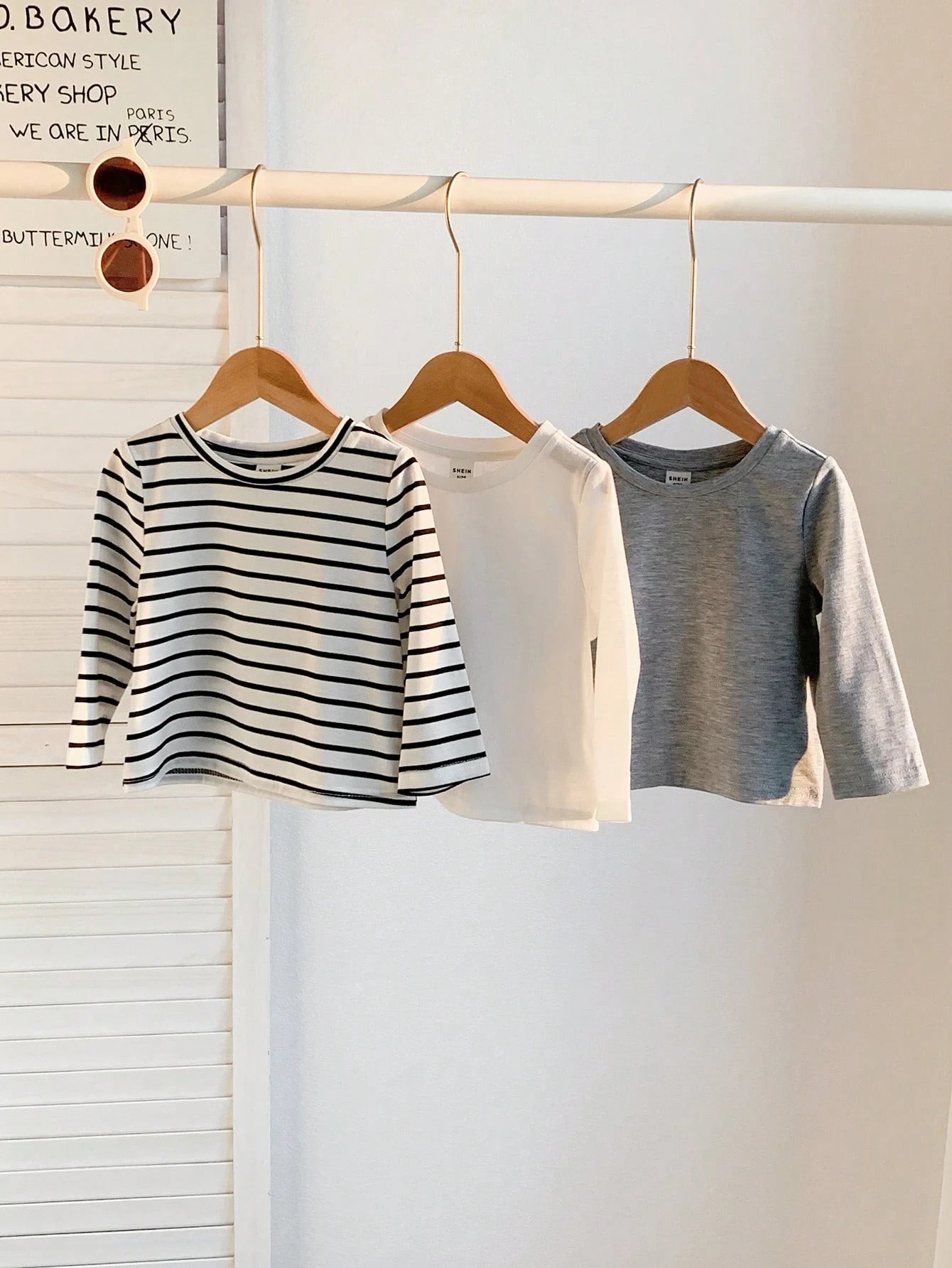 3pcs Baby Boy Black And White Striped,Autumn,Casual,Page Boy Long Sleeve Pullover Top Set,Solid Color All-Match Soft Comfortable Spring Autumn Chic