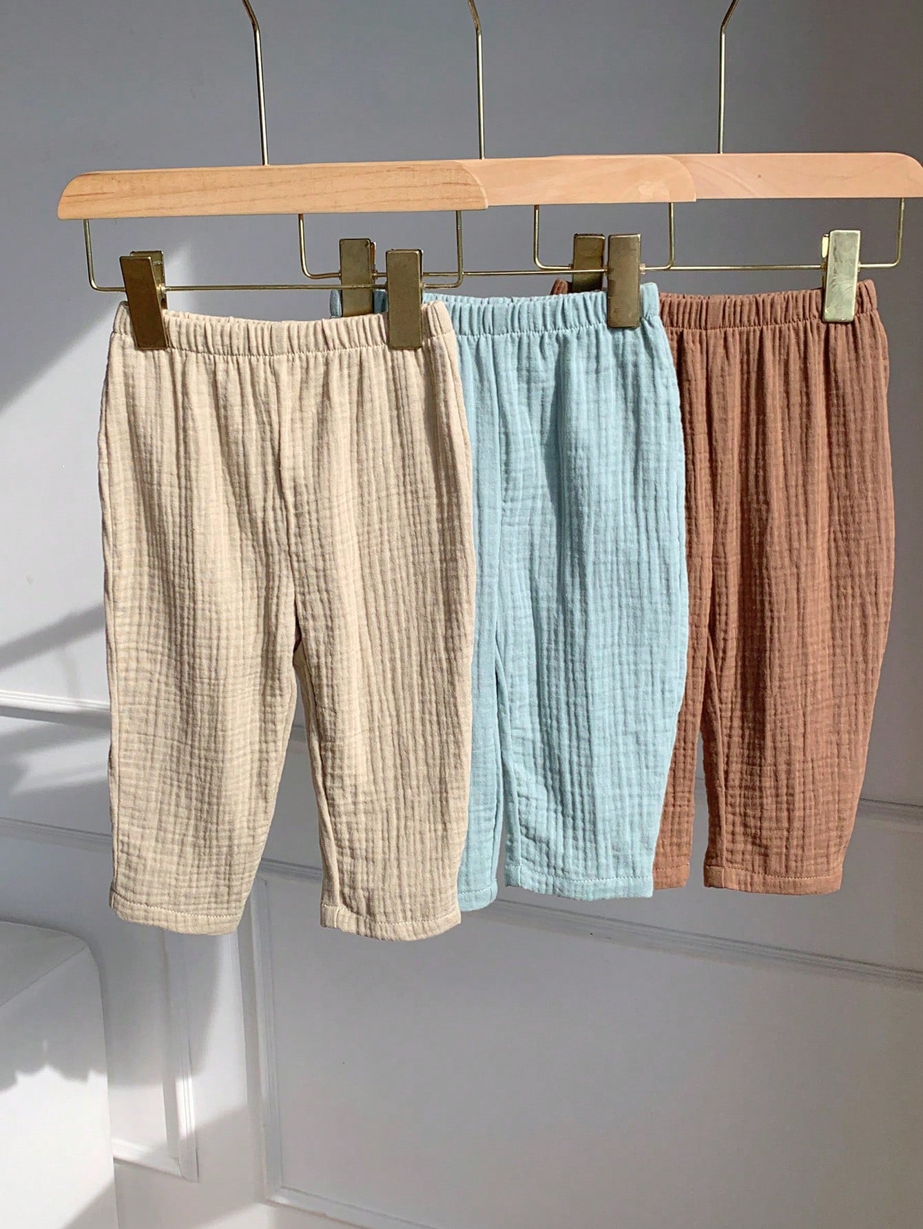 3pcs Baby Boy Young Boys Cute Casual Versatile Comfortable Skin-Friendly Soft Solid Color Elastic Waist Long Pants Set Fall Clothes