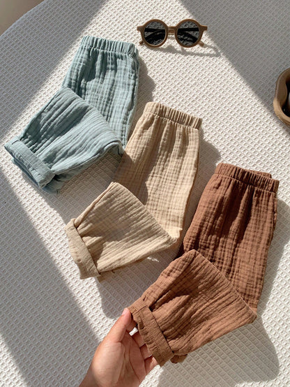 3pcs Baby Boy Young Boys Cute Casual Versatile Comfortable Skin-Friendly Soft Solid Color Elastic Waist Long Pants Set Fall Clothes