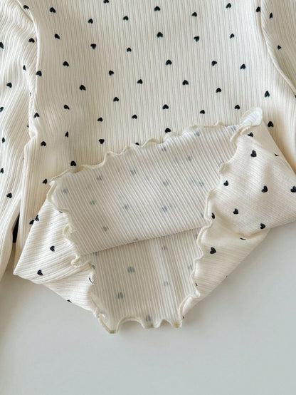 3pcs Baby Girls Casual All-Match Leopard Print & Polka Dot Pattern Knitted Long Sleeve Tops Fall Winter