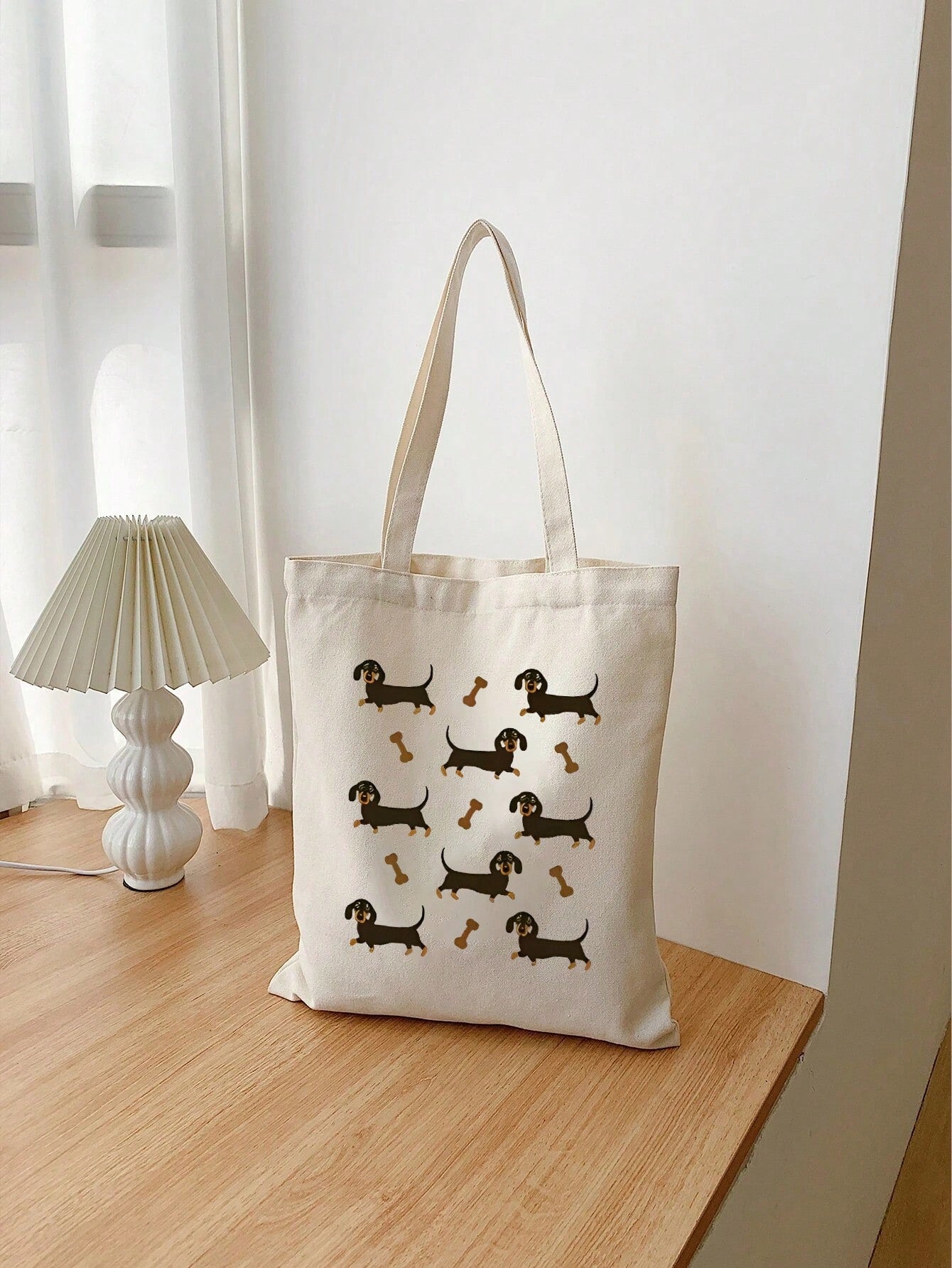 3pcs Cute Dachshund Print Tote Bag, Casual Large Capacity Shoulder Bag, Daily Shopping Bag, Multi-Function Storage Bag, Lightweight Travel Handbag, Elegant Gift, Travel Souvenir, Essential Travel Tote