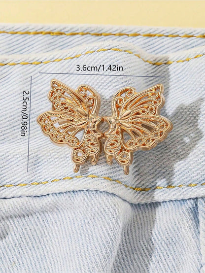 3pcs High Quality Butterfly Waist Cincher Clips, Detachable Fashion Pants Clips Suitable For Jeans, Skirts, Trousers, Bags, For Women And Girls