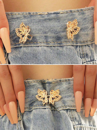 3pcs High Quality Butterfly Waist Cincher Clips, Detachable Fashion Pants Clips Suitable For Jeans, Skirts, Trousers, Bags, For Women And Girls