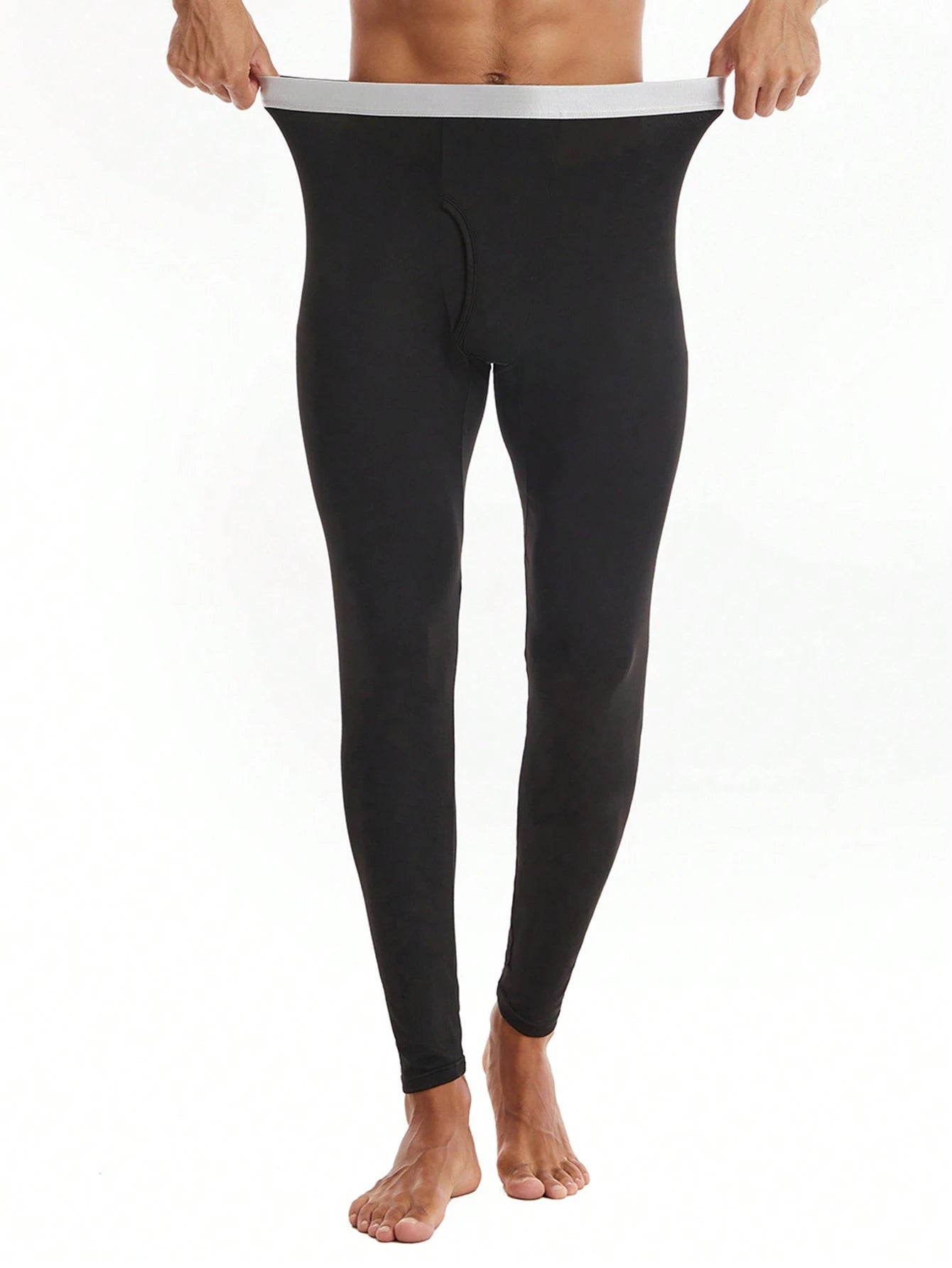 3pcs Men's Fashionable Mixed Color Thin Thermal Underwear Set, Elastic Sports Fitted Leggings, Warm Long Pants For Autumn/Winter