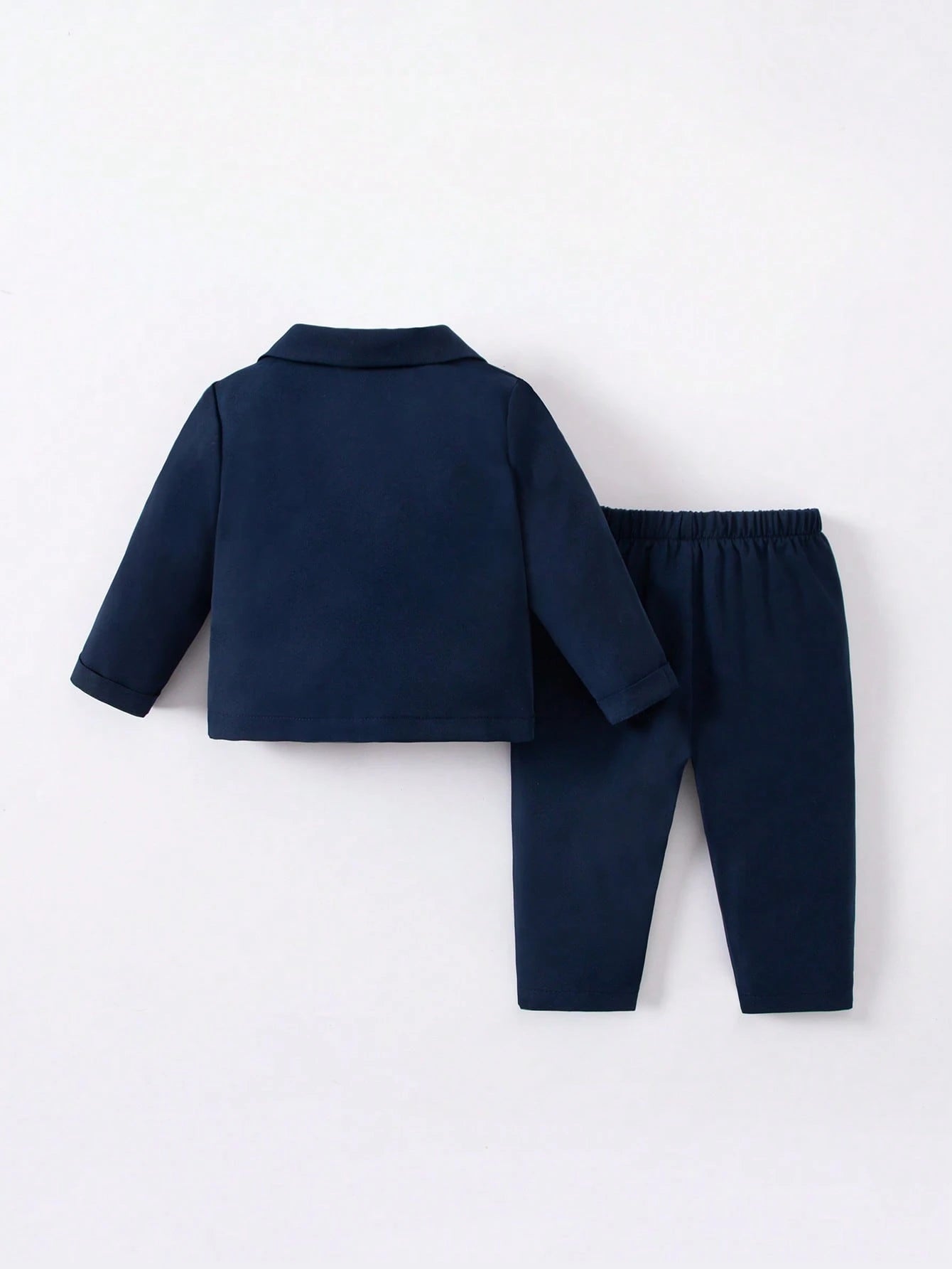 3pcs Newborn Baby Boy Cute Gentleman Outfit Set,Navy Blue Autumn Elegant Party Cruise Prince Suit Jacket Pants With Gold Buttons Bow For Birthday