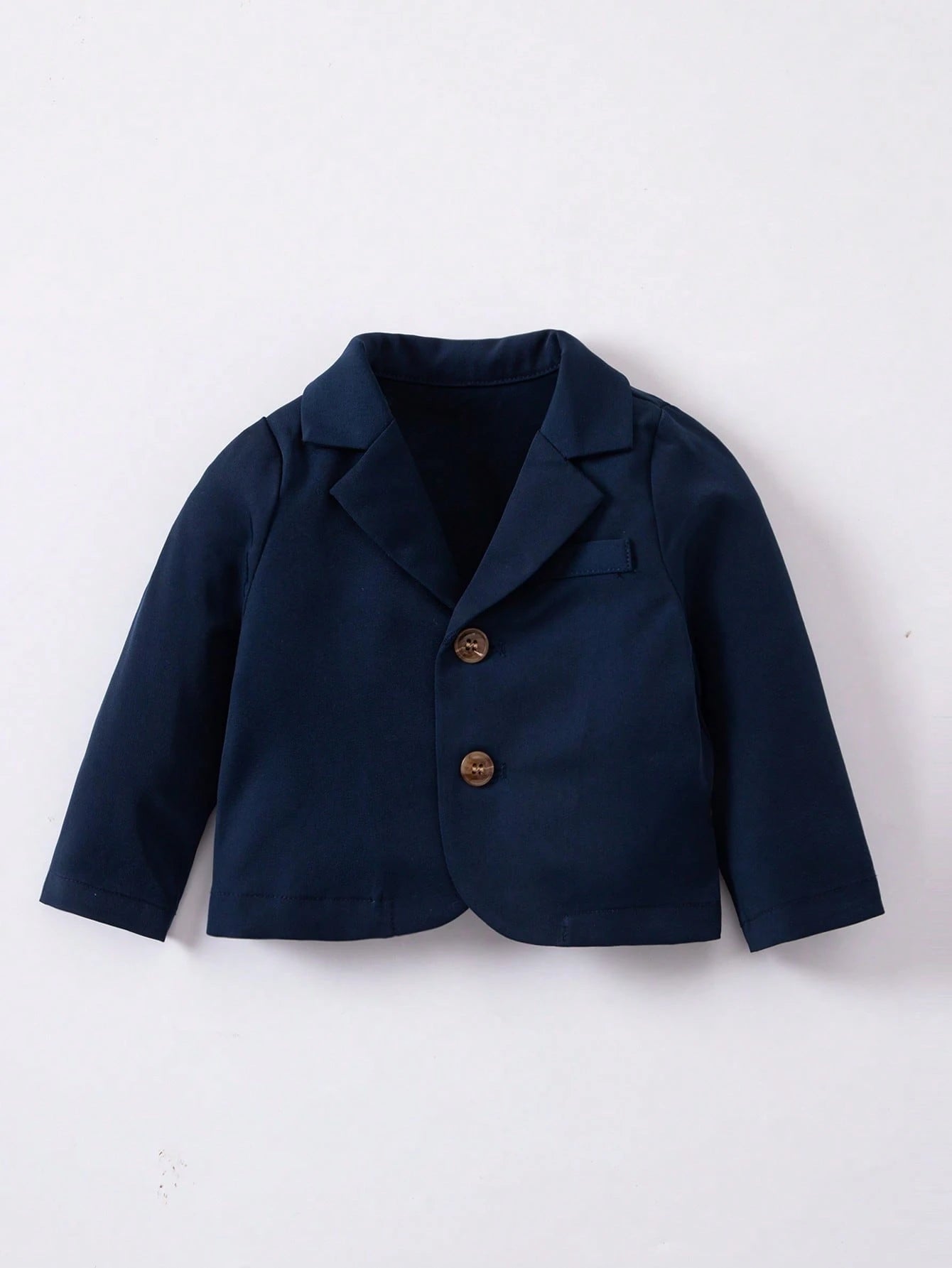 3pcs Newborn Baby Boy Cute Gentleman Outfit Set,Navy Blue Autumn Elegant Party Cruise Prince Suit Jacket Pants With Gold Buttons Bow For Birthday