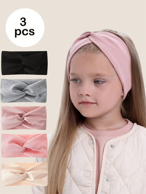 3pcs Plain Simple Criss-Cross Headbands For Girls, Casual Daily Wear, Back To School