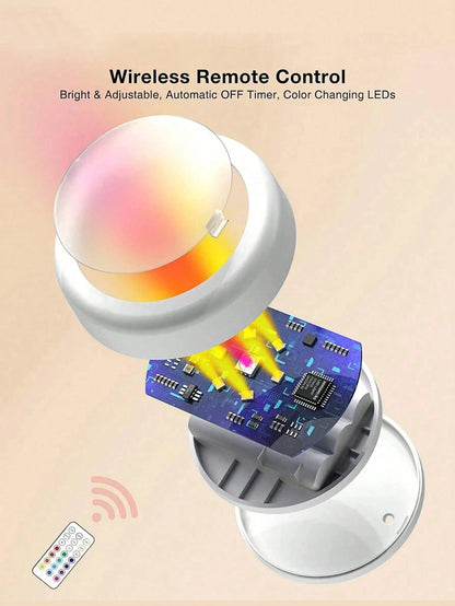 3pcs/Set Car RGB Remote Control Foot Lights, High Brightness Multi-Mode Atmosphere Lights, 13 Colors Interior LED Lights, Car Night Lights, Suitable For Vehicle And Home Decoration, Touch-Sensitive At
