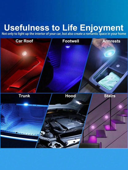 3pcs/Set Car RGB Remote Control Foot Lights, High Brightness Multi-Mode Atmosphere Lights, 13 Colors Interior LED Lights, Car Night Lights, Suitable For Vehicle And Home Decoration, Touch-Sensitive At