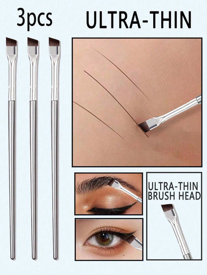 3pcs/Set Eyeliner Makeup Brush With Unique Blade-Shaped Ultra Fine Slant Flat Eyebrow Brush, Suitable For Beginners,Brush Set,Makeup Brush Kit,Make Up Brush Set,Make Up Set Complete,Makeup Brush Set,C