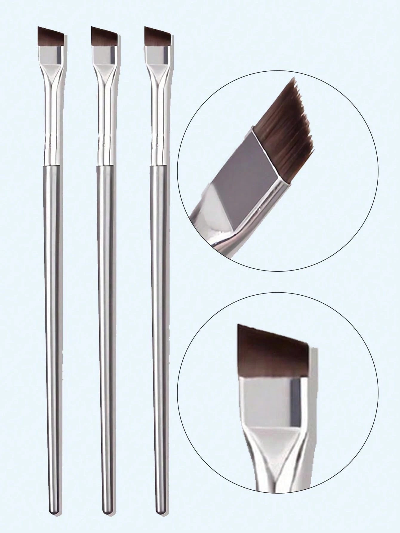 3pcs/Set Eyeliner Makeup Brush With Unique Blade-Shaped Ultra Fine Slant Flat Eyebrow Brush, Suitable For Beginners,Brush Set,Makeup Brush Kit,Make Up Brush Set,Make Up Set Complete,Makeup Brush Set,C