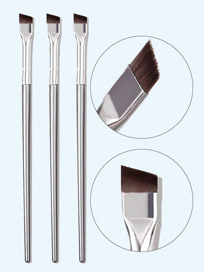 3pcs/Set Eyeliner Makeup Brush With Unique Blade-Shaped Ultra Fine Slant Flat Eyebrow Brush, Suitable For Beginners,Brush Set,Makeup Brush Kit,Make Up Brush Set,Make Up Set Complete,Makeup Brush Set,C