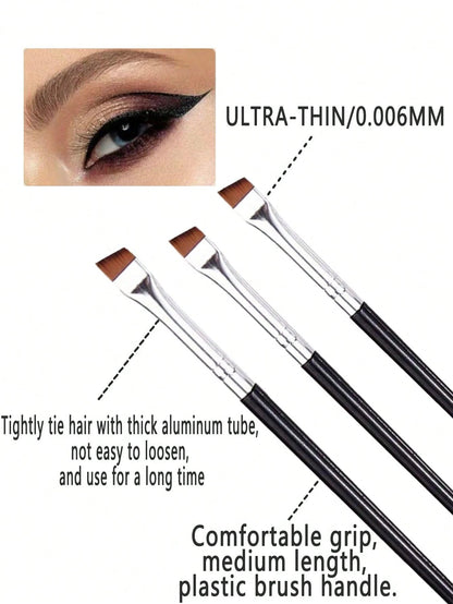 3pcs/Set Eyeliner Makeup Brush With Unique Blade-Shaped Ultra Fine Slant Flat Eyebrow Brush, Suitable For Beginners,Brush Set,Makeup Brush Kit,Make Up Brush Set,Make Up Set Complete,Makeup Brush Set,C