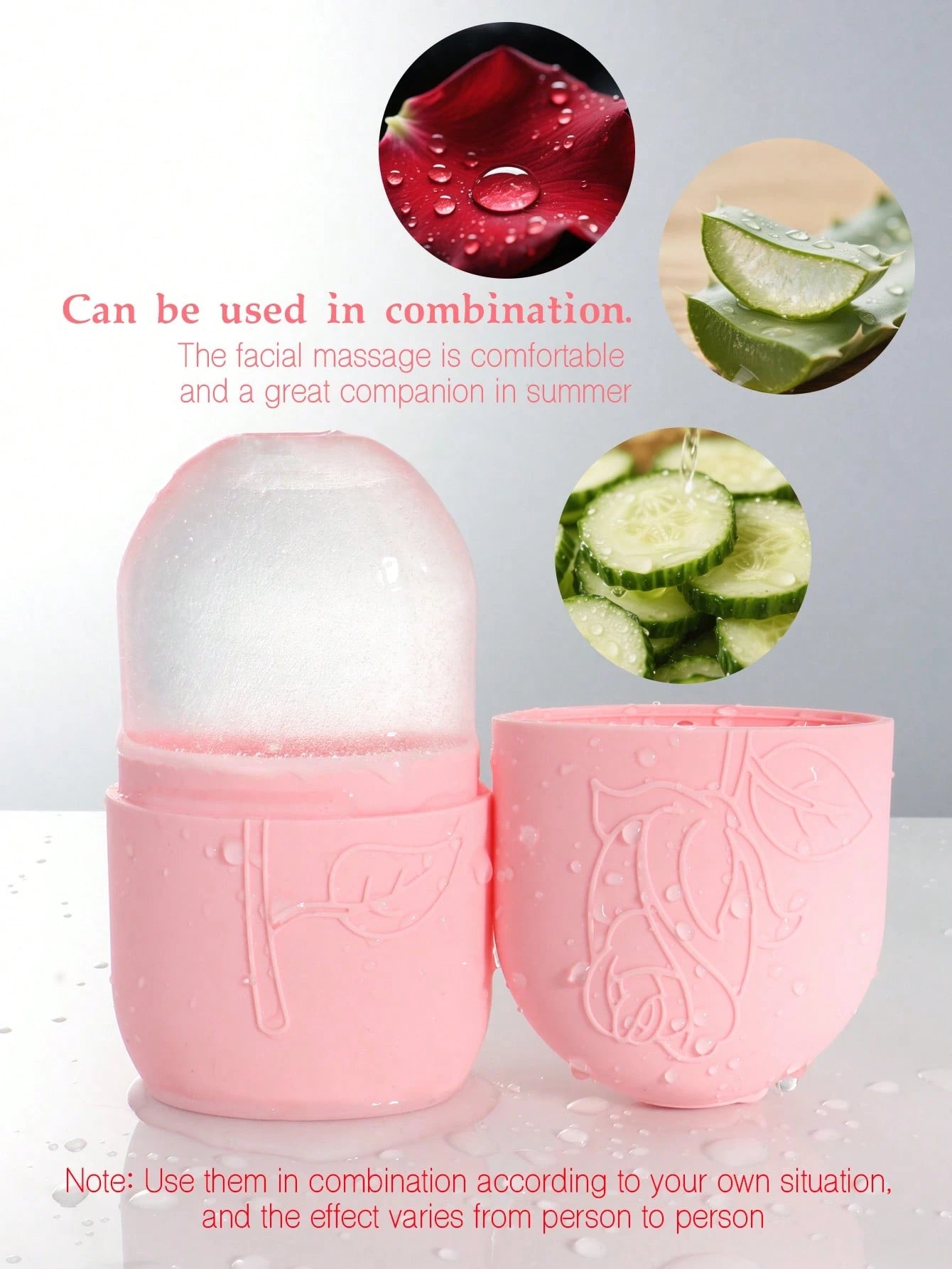 3pcs/Set Facial Massage Scraping Beauty Tool Kit- Face Roller, Massage Stick, Ice Gel Pack, Pink Body Meridian Massage Cupping Tool Set,Beauty,Skin Care Products,Spa,Self Care,Skin Care Tools,Face Ca